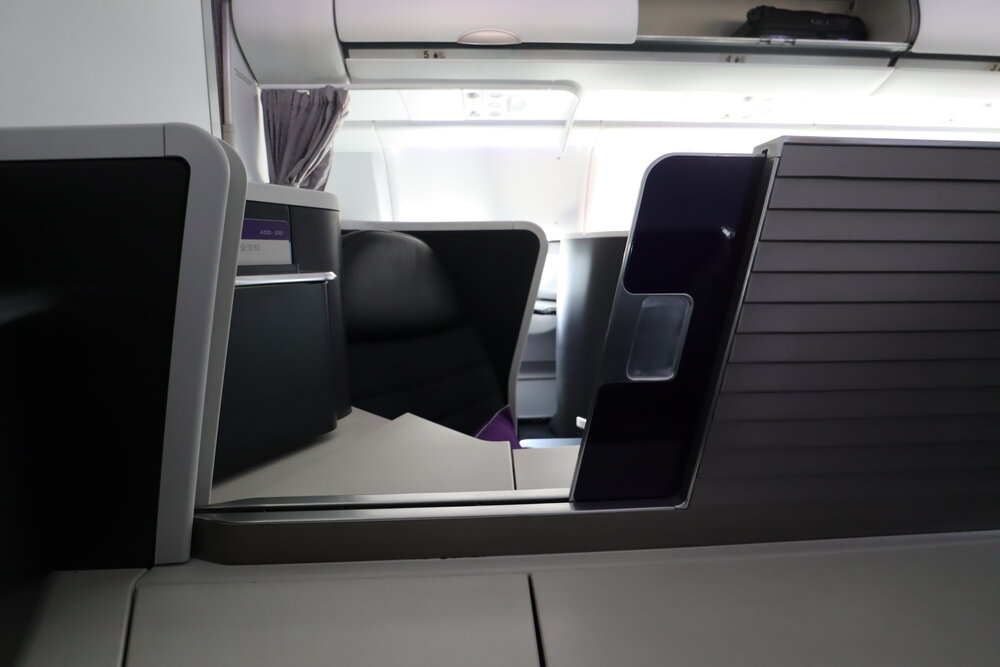 Virgin Australia business class – Privacy divider, open