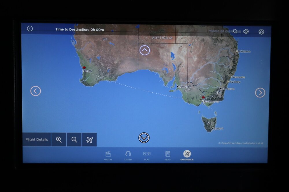 Virgin Australia business class – Airshow en route to Perth