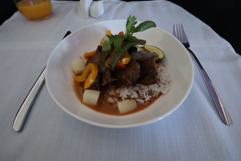 Virgin Australia business class – Massaman beef curry