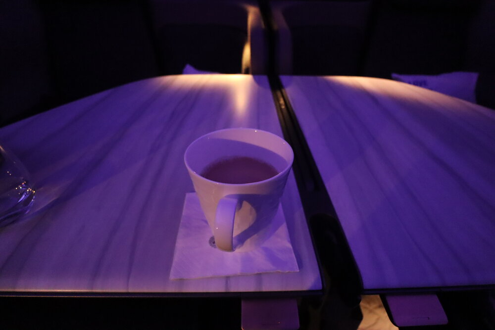 Qatar Airways A350 Qsuites business class – Milk tea