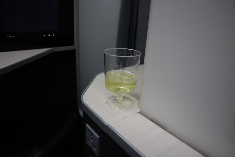 Japan Airlines business class – Welcome champagne