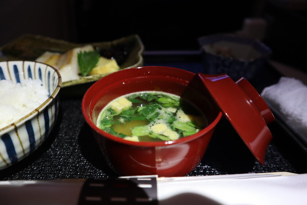 Japan Airlines business class – Miso soup