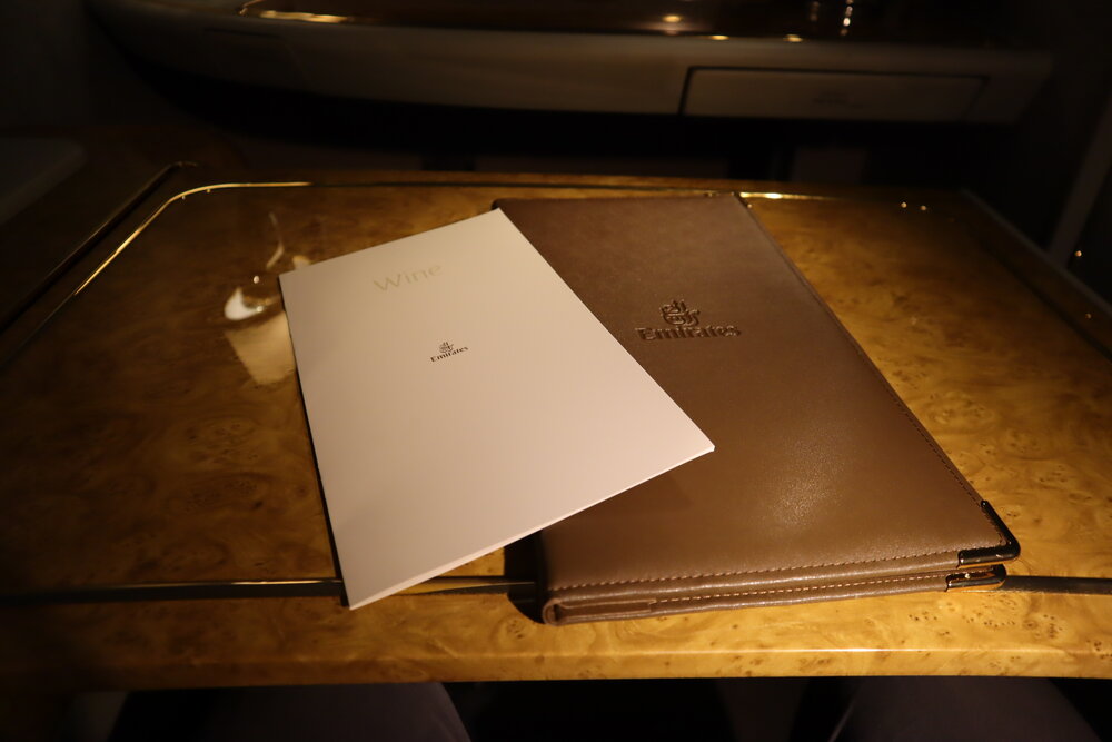 Emirates A380 First Class – Menu