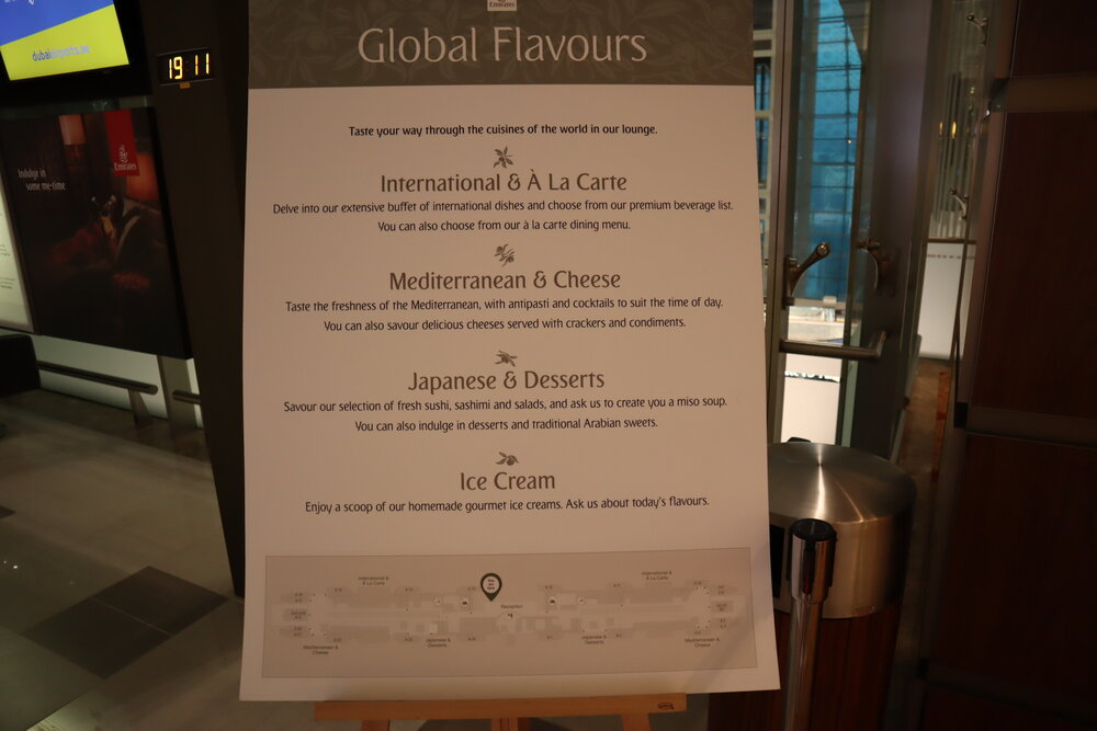 Emirates First Class Lounge (Concourse A) – Global flavours