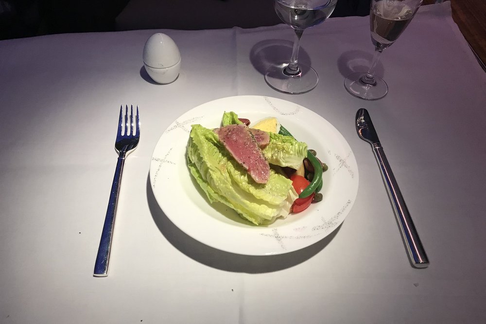 Cathay Pacific First Class – Tuna Niçoise salad