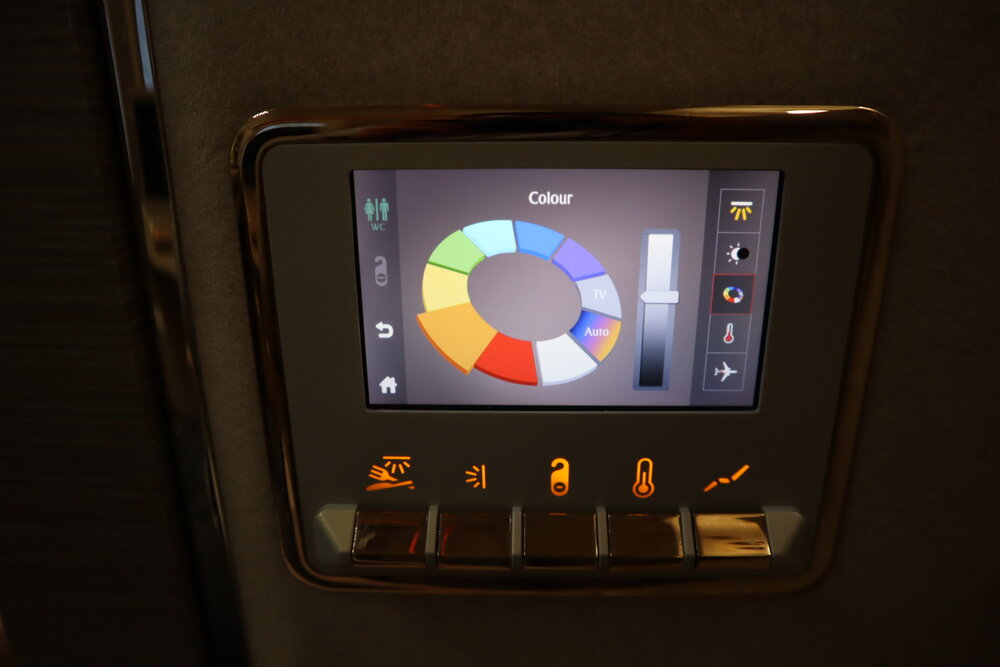 Emirates 777 New First Class – Lighting colour controls