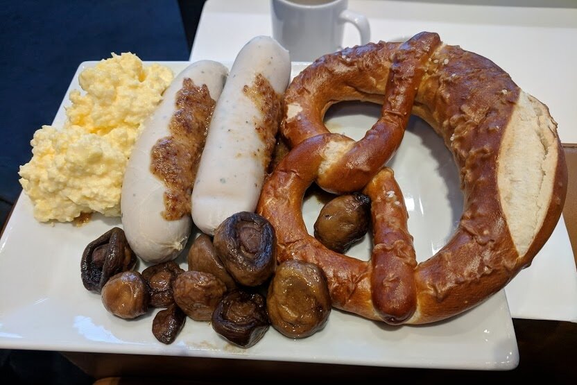 Oktoberfest spread, Lufthansa Business Lounge London Heathrow