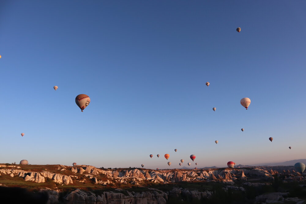 Hot air balloons at sunrise