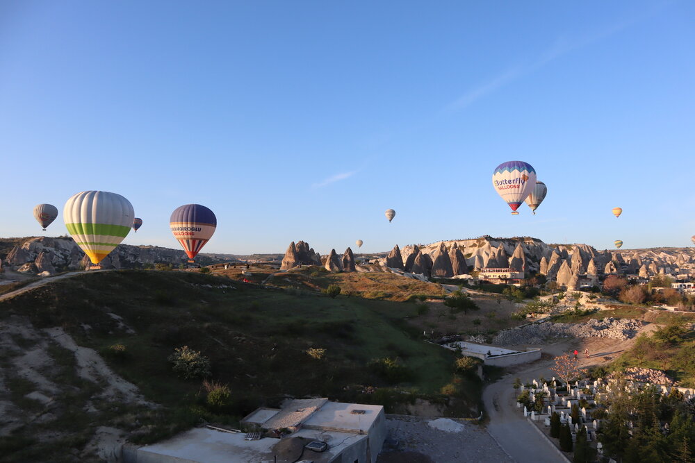 Hot air balloons at sunrise