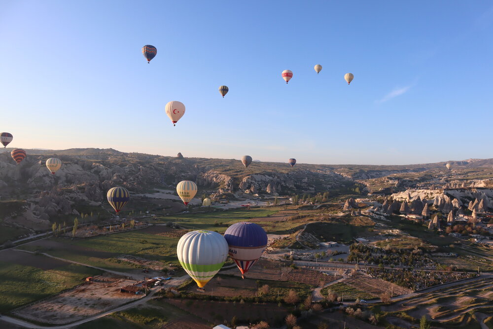 Hot air balloons at sunrise