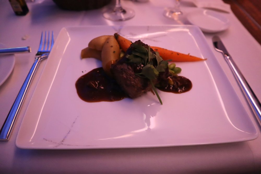 Cathay Pacific First Class – Grilled lamb loin