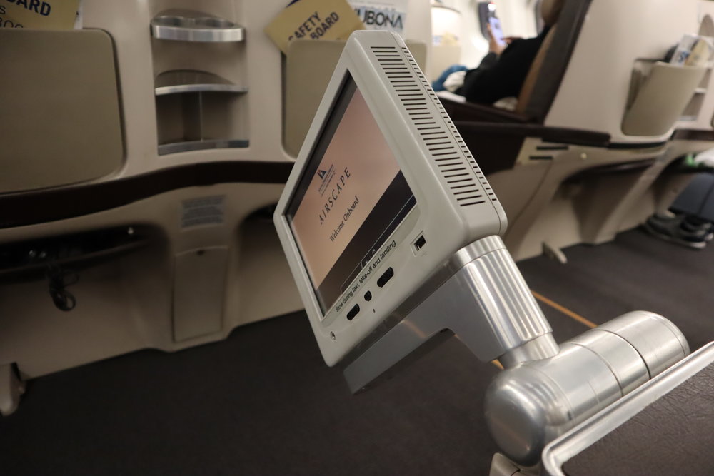 South African Airways business class – Entertainment monitor