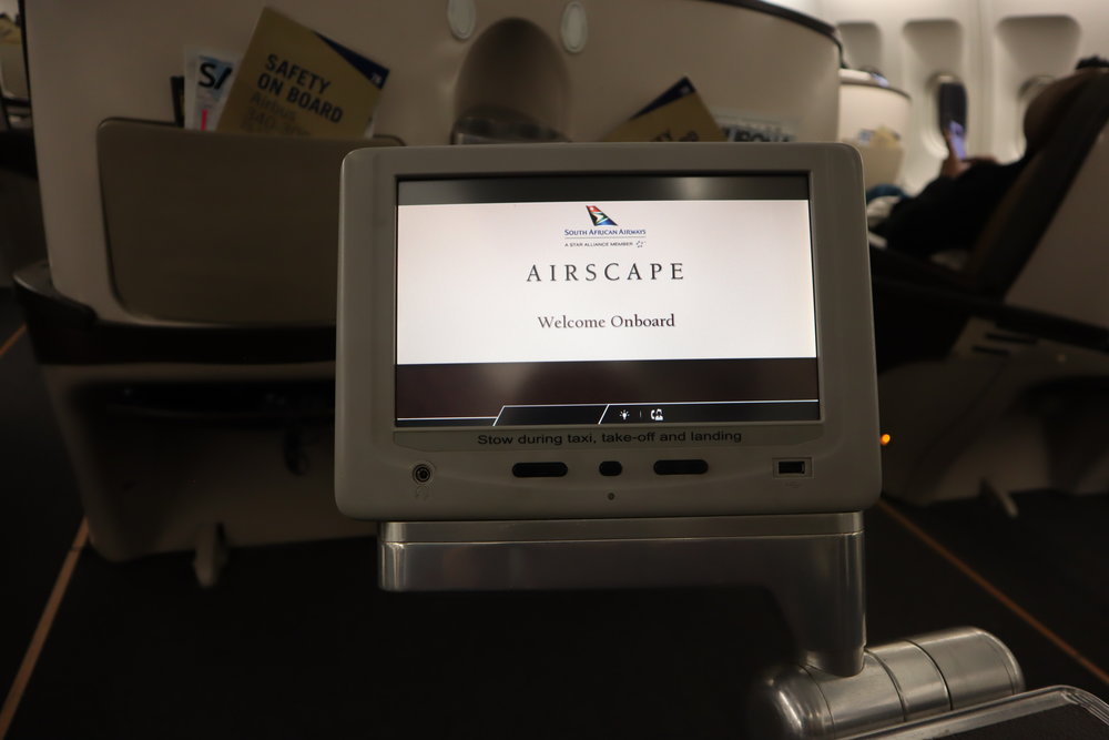 South African Airways business class – Entertainment monitor