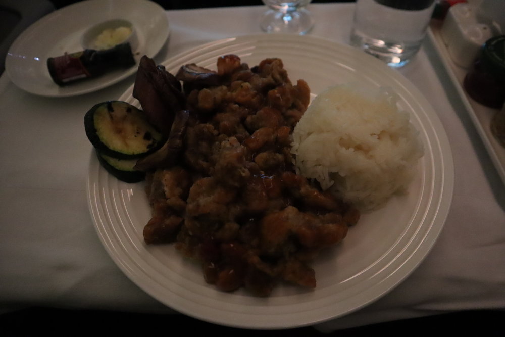 Ethiopian Airlines business class – Pineapple chicken with rice