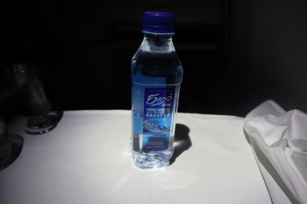 Air China business class – Bottled water