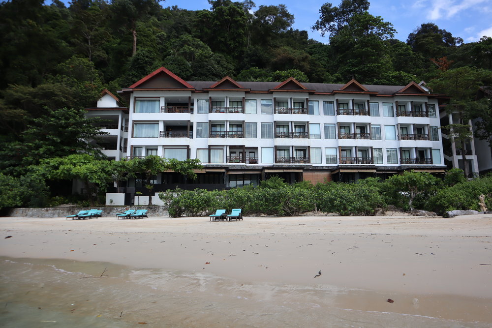 The Andaman Langkawi – View of resort from beach