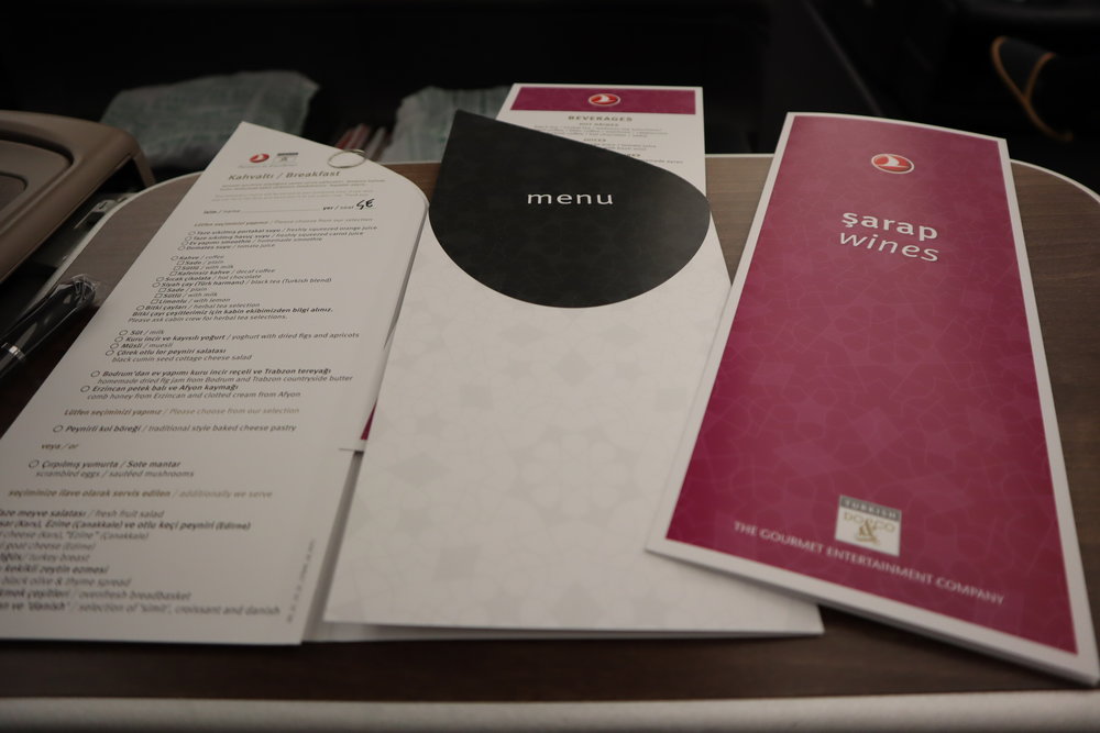 Turkish Airlines A330 business class – Menus