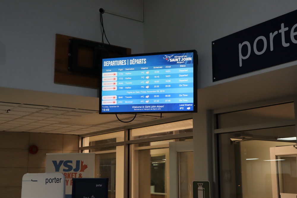 Saint John Airport – Departures board