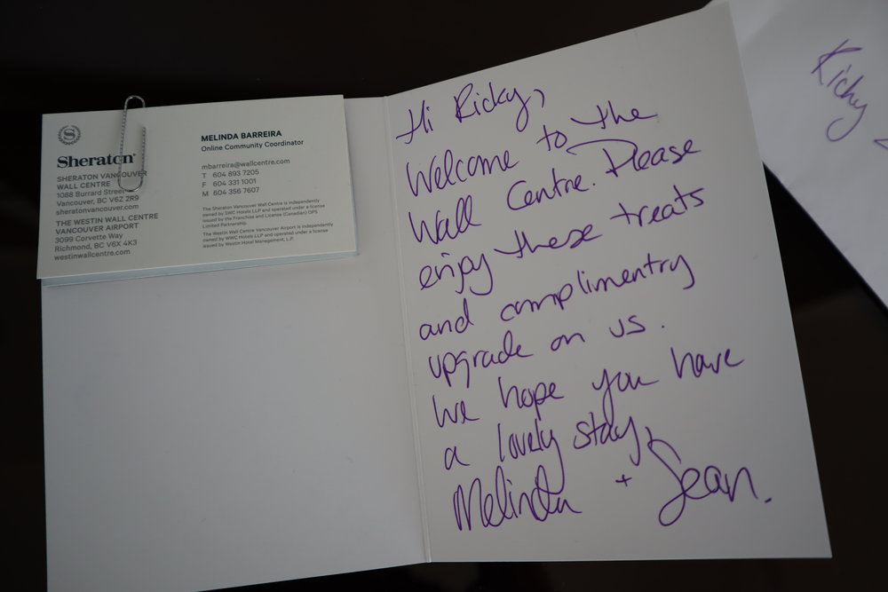 Sheraton Vancouver Wall Centre – Handwritten note