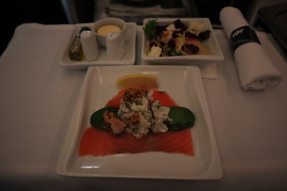 LOT Polish Airlines business class – Seafood appetizer