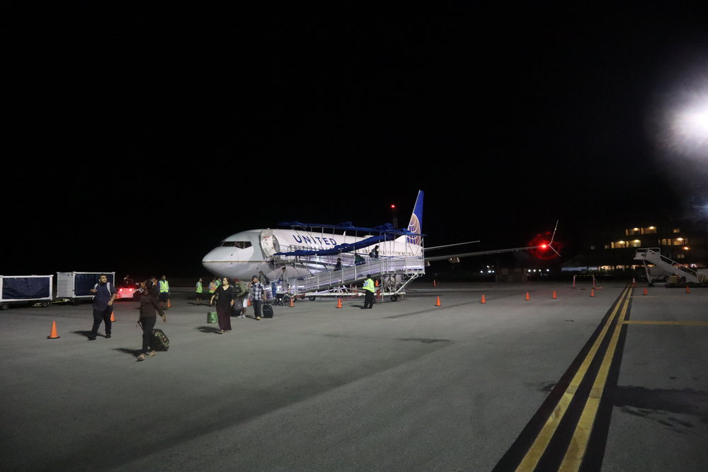 United 737 at Chuuk International Airport