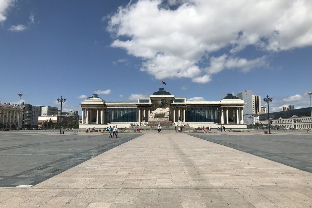 Sükhbaatar Square and the Genghis Khan monument