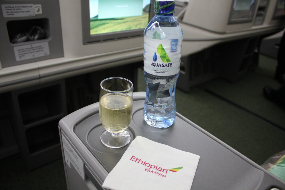 Ethiopian Airlines business class – Welcome drinks