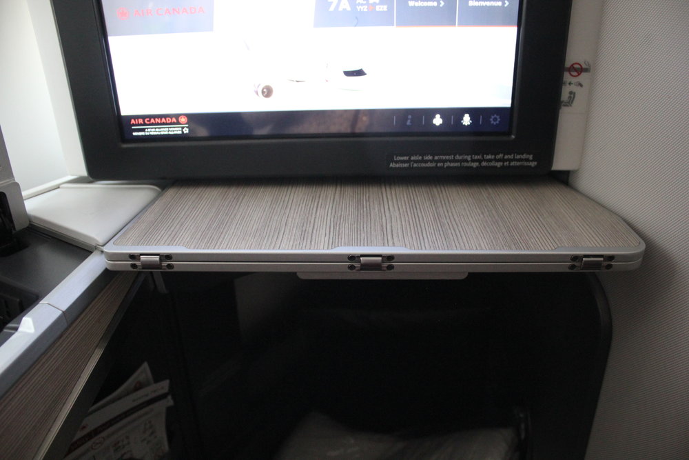 Air Canada business class – Tray table stowed