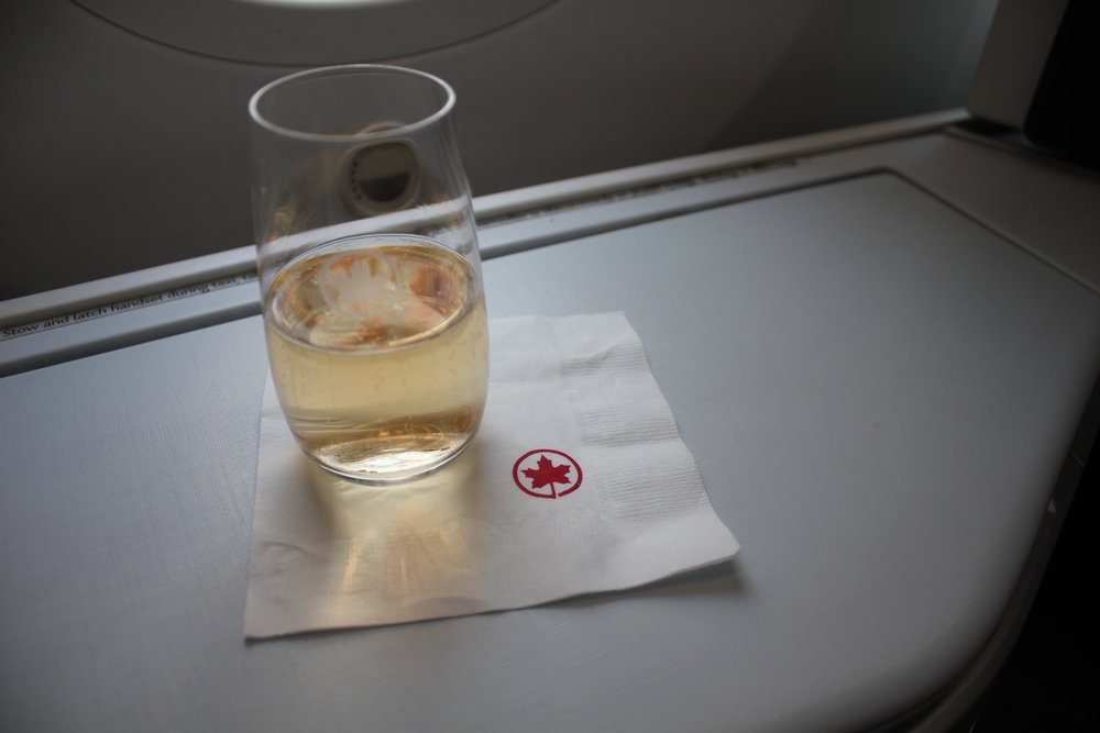 Air Canada business class – Welcome champagne