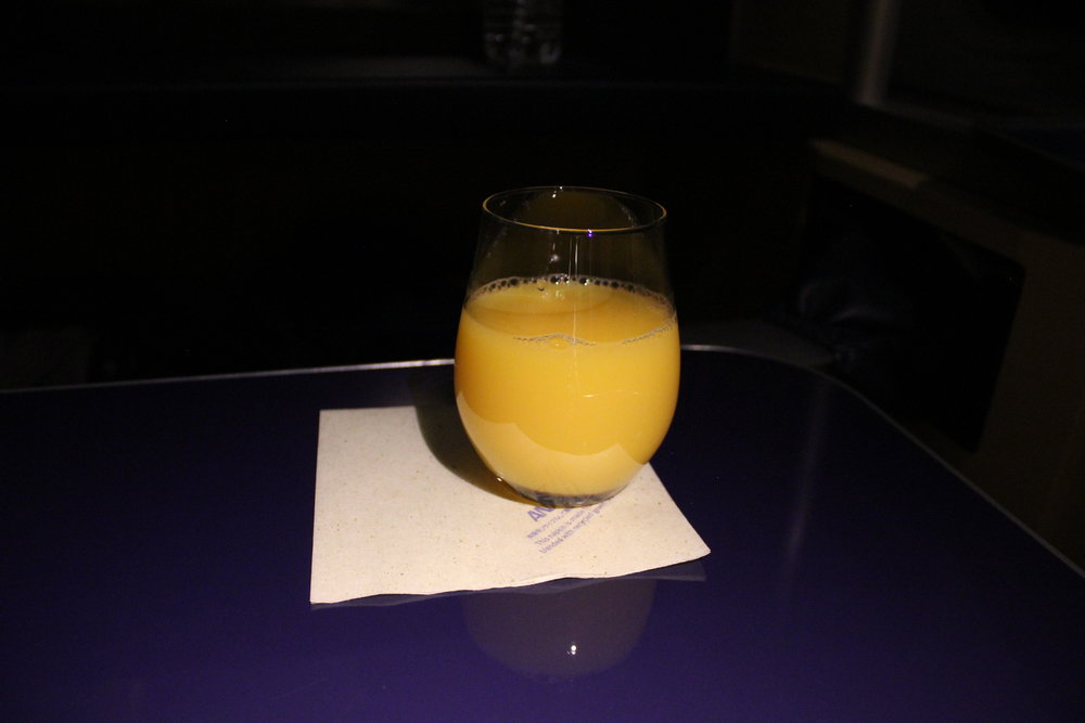 ANA First Class – Orange juice