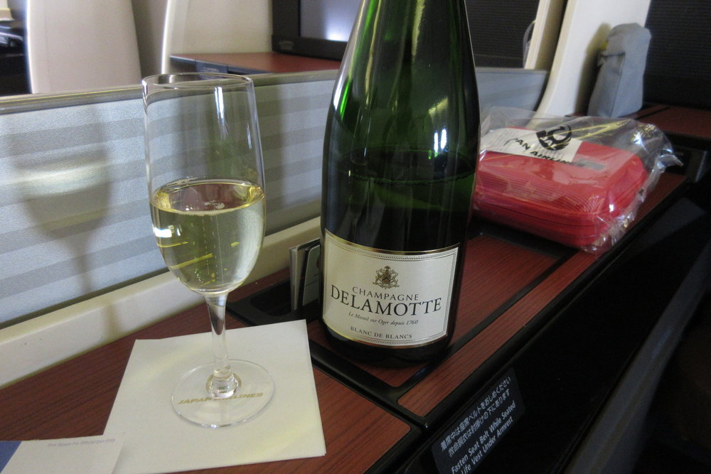 Japan Airlines First Class – Welcome champagne