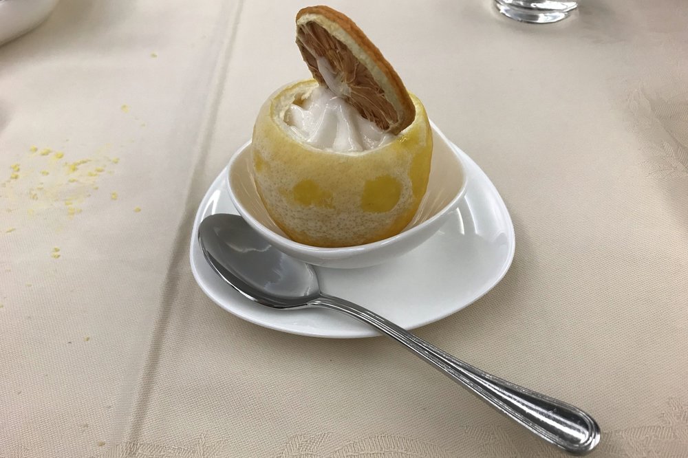 Asiana Airlines First Class – Lemon sorbet palate cleanser