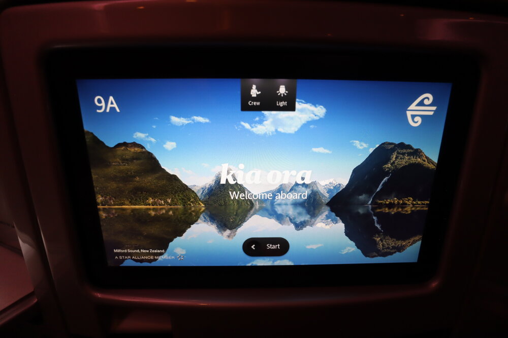 Air New Zealand business class – Entertainment screen