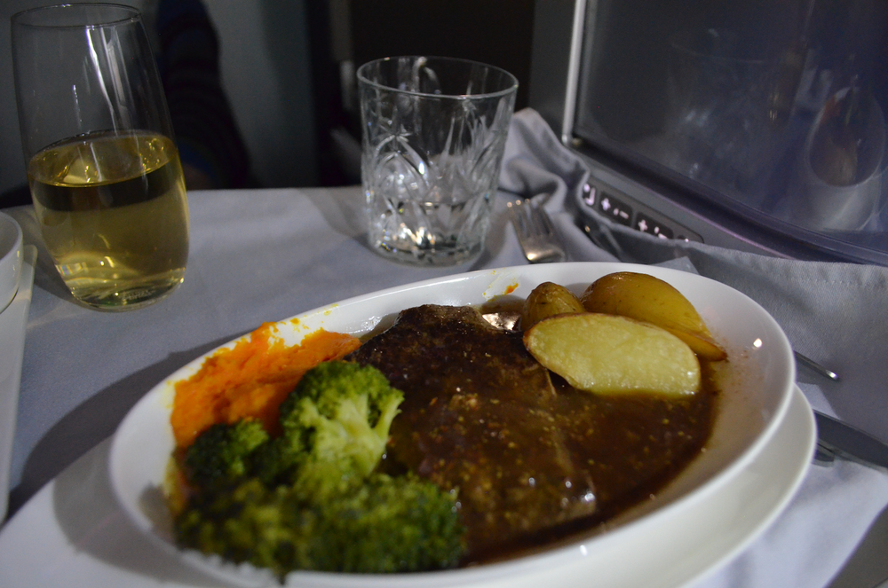 British Airways 787 business class – Seared fillet of Alberta beef with chablis mustard sauce