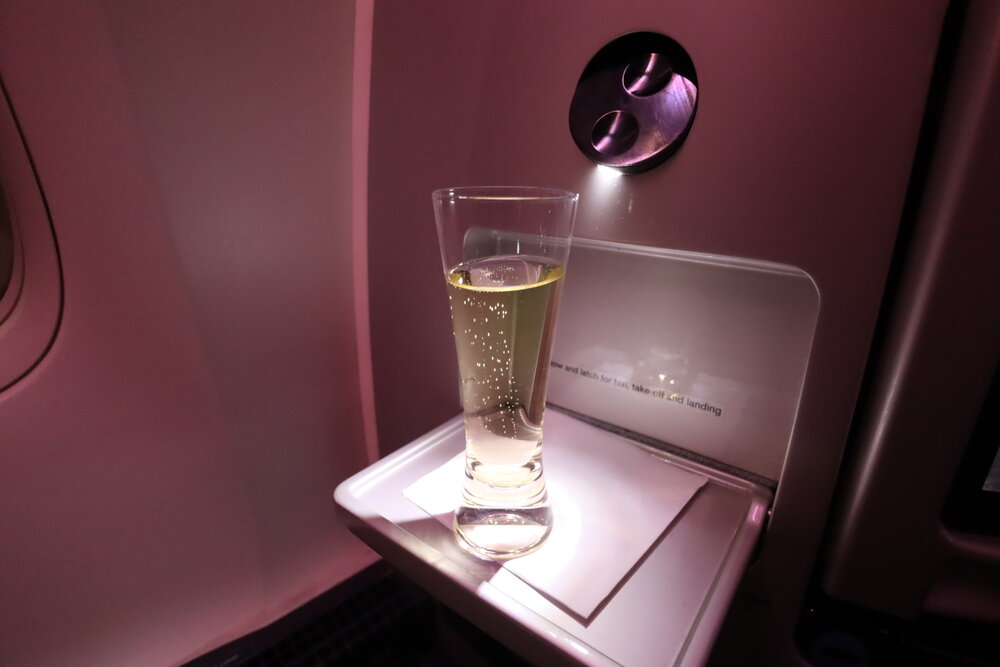 Air New Zealand business class – Welcome beverage