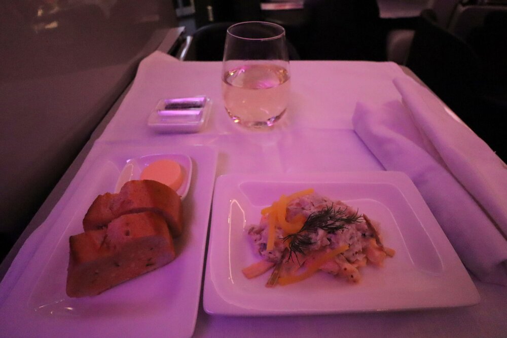 Air New Zealand business class – Smoked fish appetizer