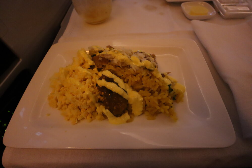 Air New Zealand business class – Breakfast