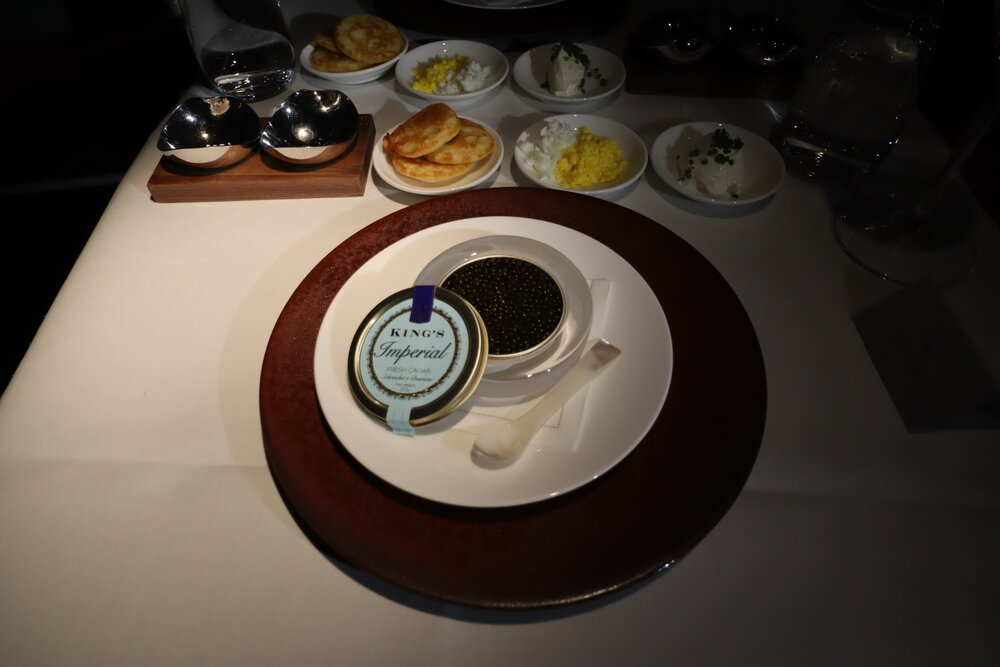 Caviar onboard Cathay Pacific First Class