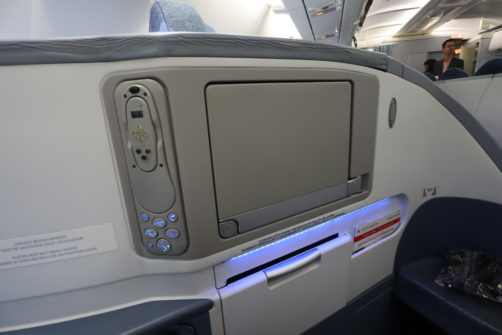 Air Canada A330 business class – Entertainment screen, stowed