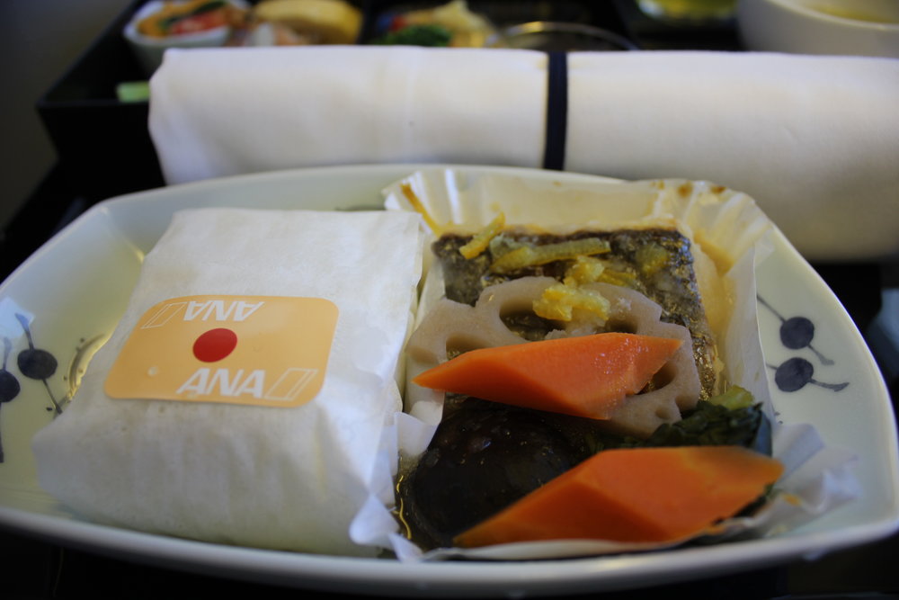 ANA 777 business class – Simmered mackerel with steamed rice