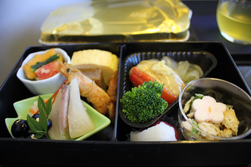 ANA 777 business class – Bento box with assorted delicacies