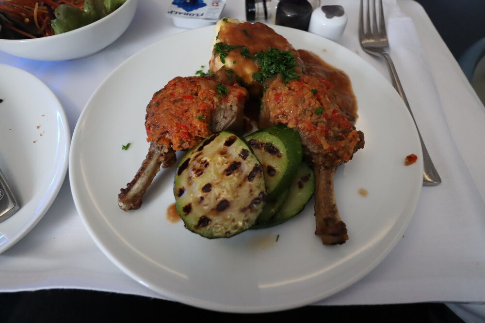 Air Canada A330 business class – Chimichurri lamb chops