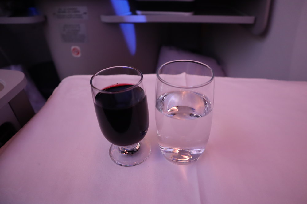 Air China business class – Red wine