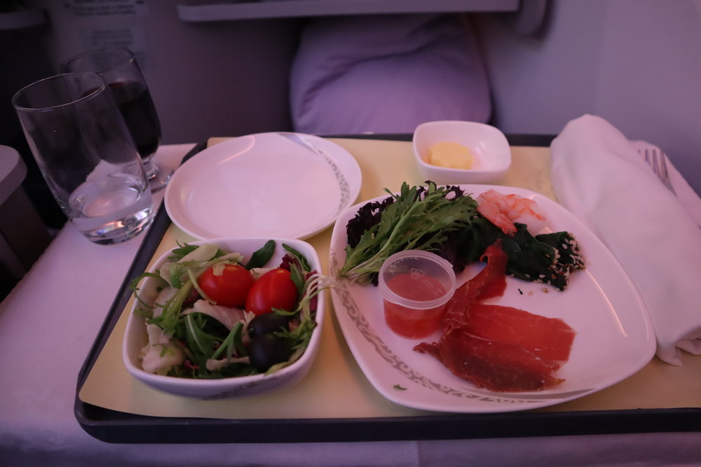 Air China business class – Cold cut plate with salad