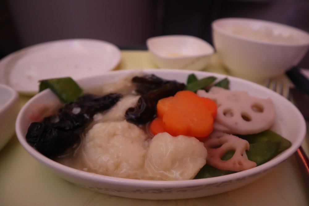 Air China business class – Fish in rice wine sauce