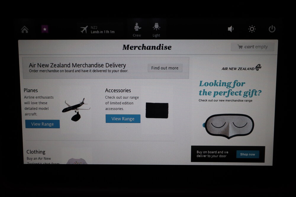 Air New Zealand business class – Merchandise delivery