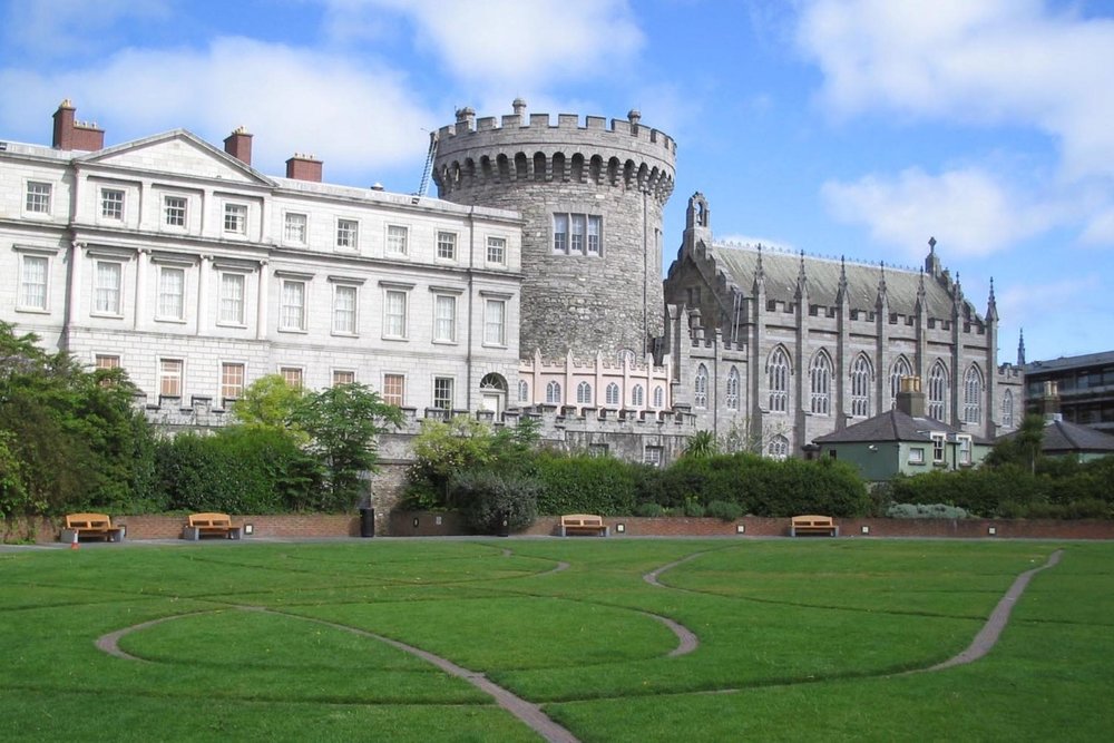 Dublin Castle, with Dubh Linn Garden in the foreground