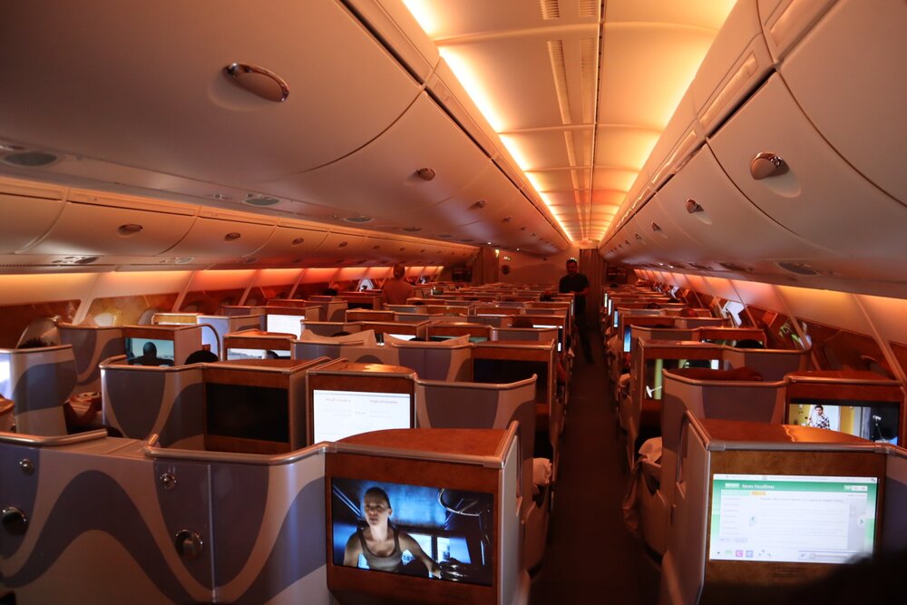 Emirates A380 business class cabin