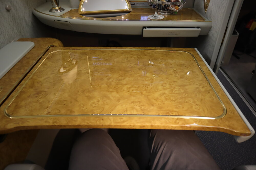 Emirates A380 First Class – Tray table