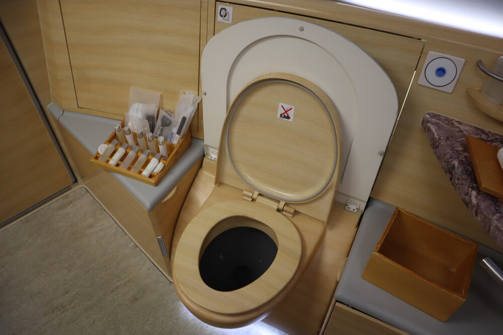 Emirates A380 First Class – Shower Spa toilet